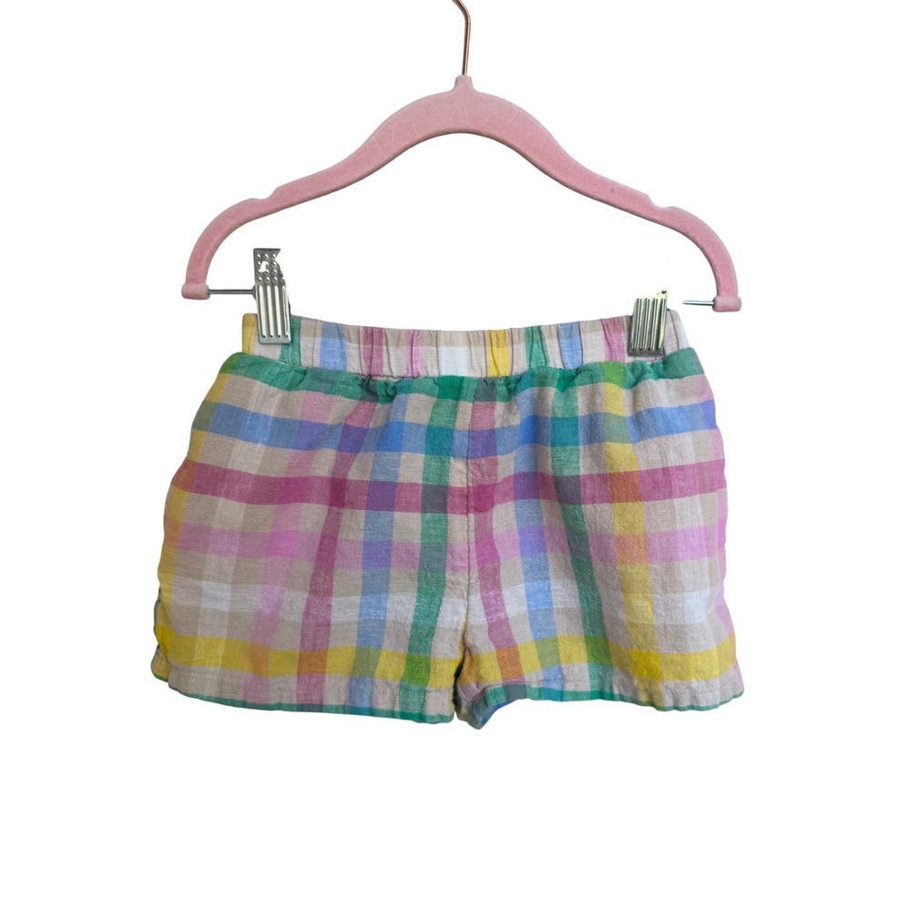 Baby Gap Kids Rainbow Plaid Linen Cotton Shorts Multi Color Check Size 2 Years